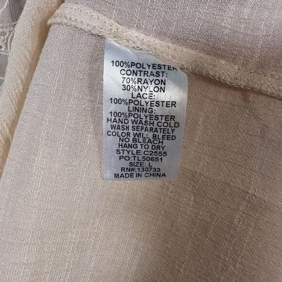 Umgee Ivory Embroidered Lace Swingy Mini Boho Babydoll Dress sz Large - Picture 6 of 8